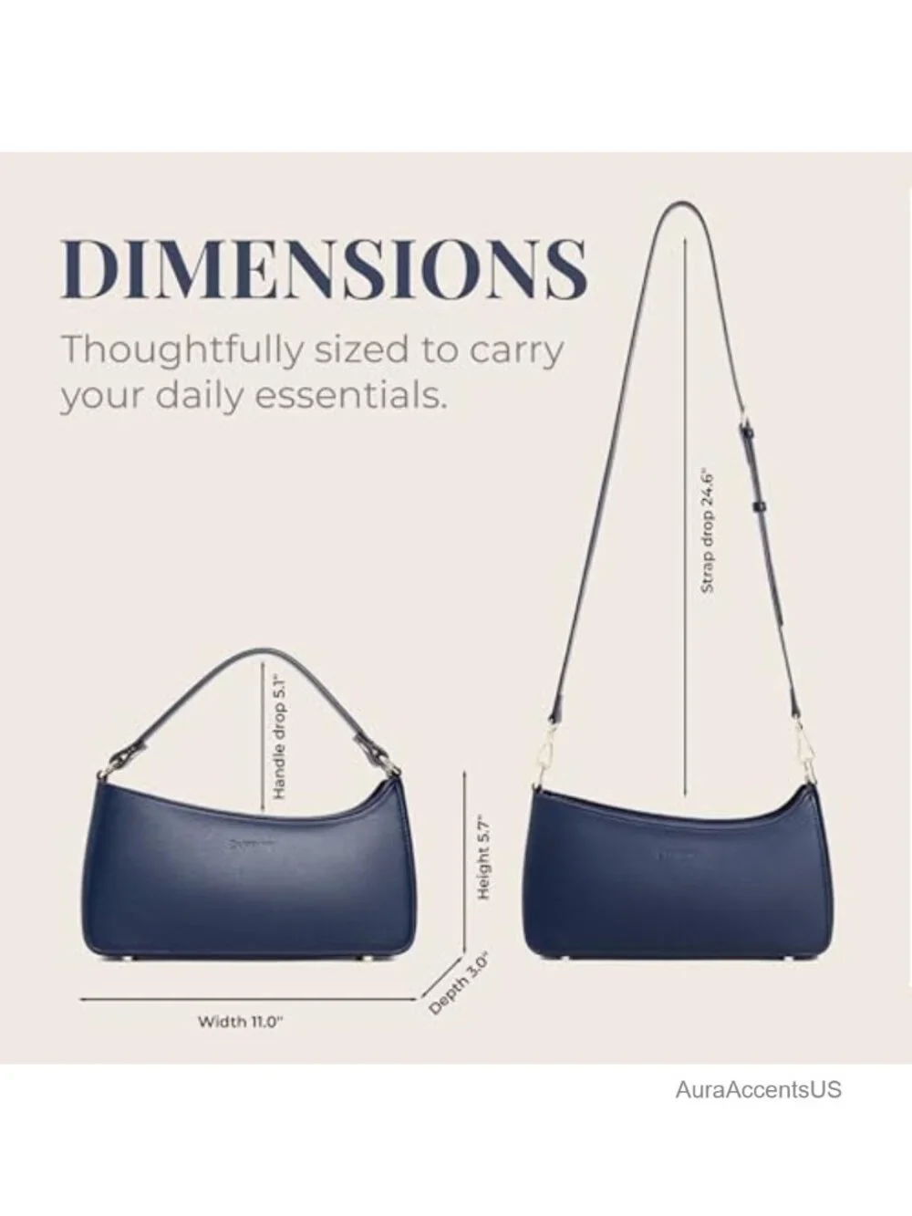 Nappa Vegan Leather Shoulder Bag with Adjustable Crossbody Strap